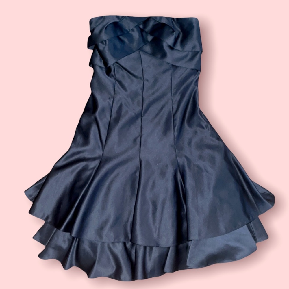 Vintage Jessica McClintoch Gunne Sax Black Formal Strapless Dress size 5